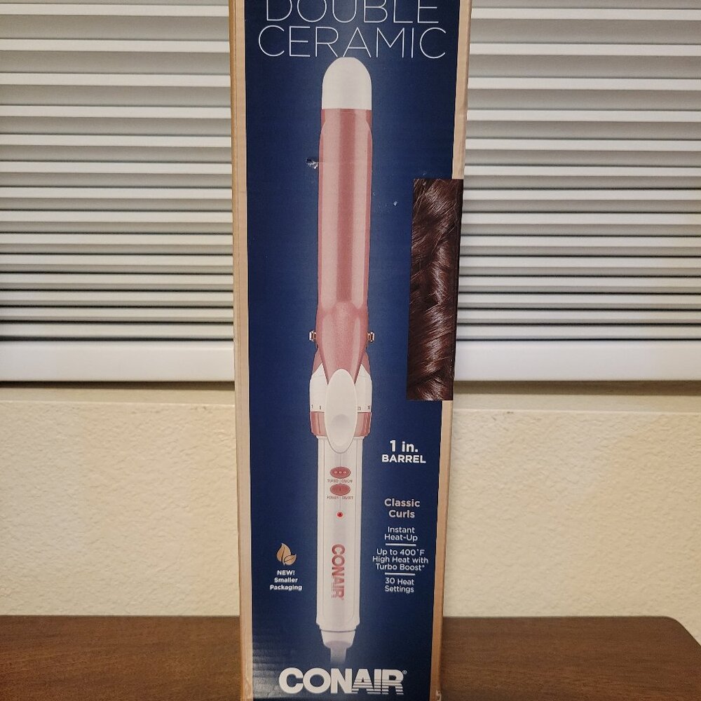 New Conair Double Ceramic 1 inch Barrel Curling Iron